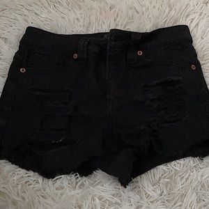 black ripped shorts size 0